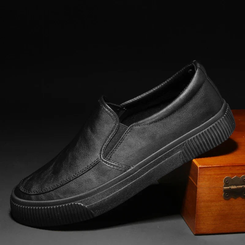 Mens Leather Loafers Slip-On Classic Fit