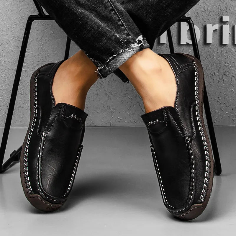 Mens Loafers Genuine Leather Slip-On