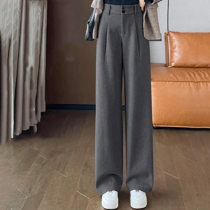 Mens Wool Straight Leg Pants Comfortable Fit