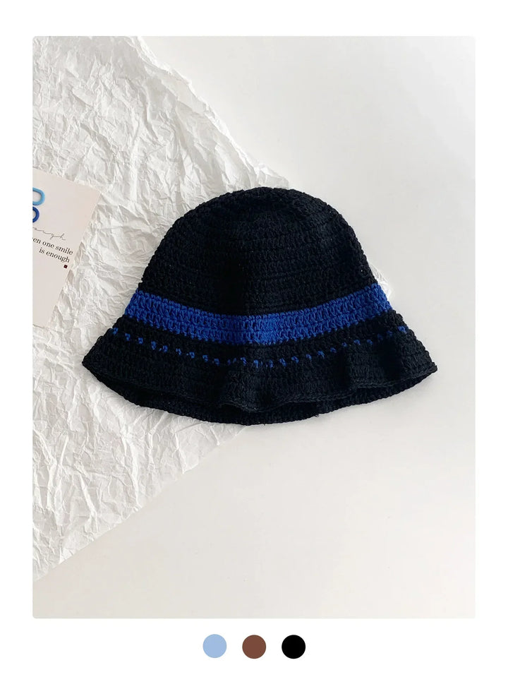 Womens Knit Fisherman Hat Striped Pattern