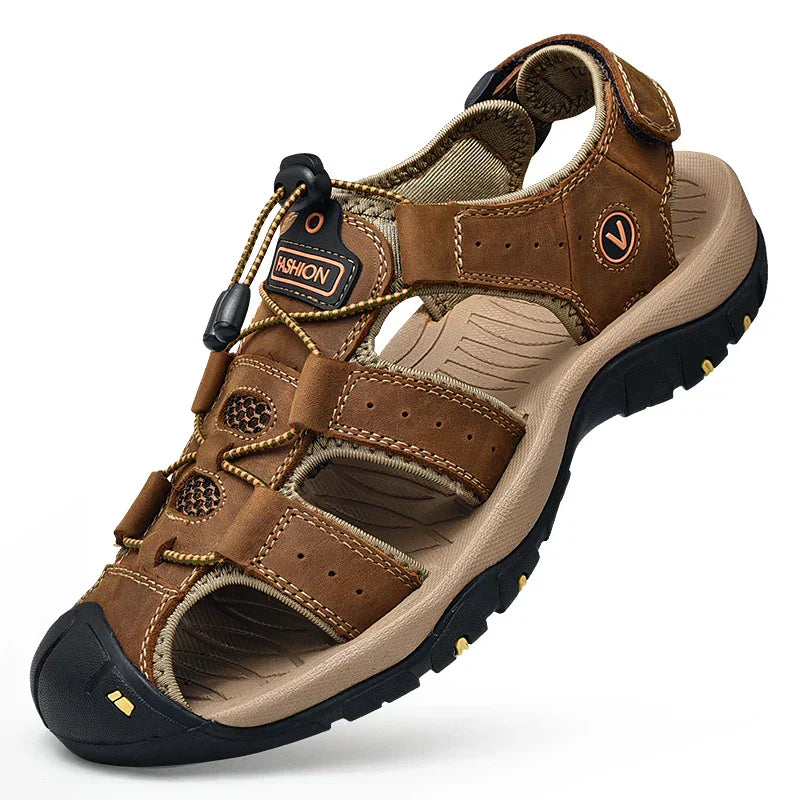 Mens Outdoor Hiking Sandals Closed-Toe Adjustable Strap - BritishMode