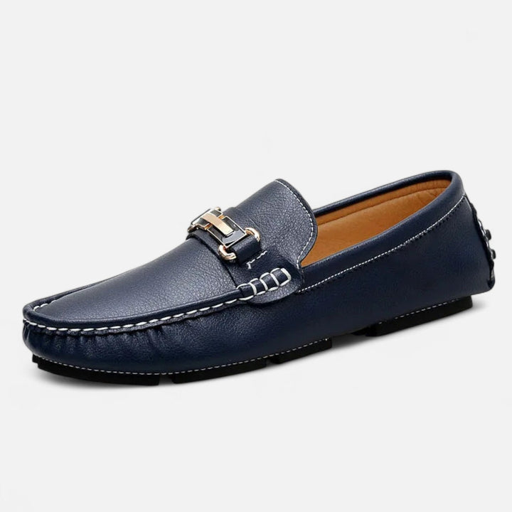 Mens Leather Driving Loafers with Horse Bit Detail