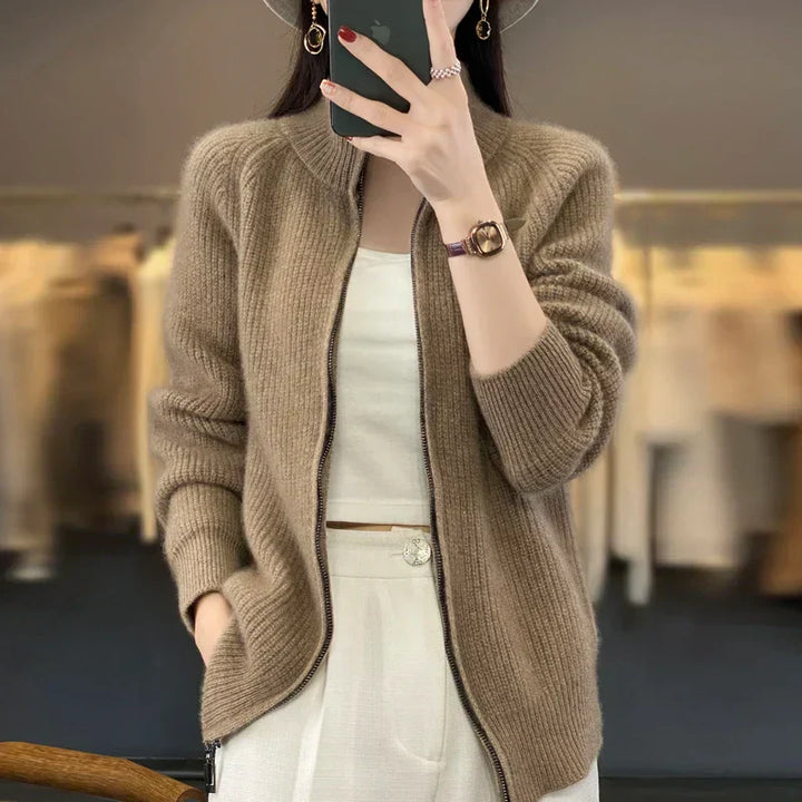 Womens Zip-Up Sweater Jacket Cozy Fit