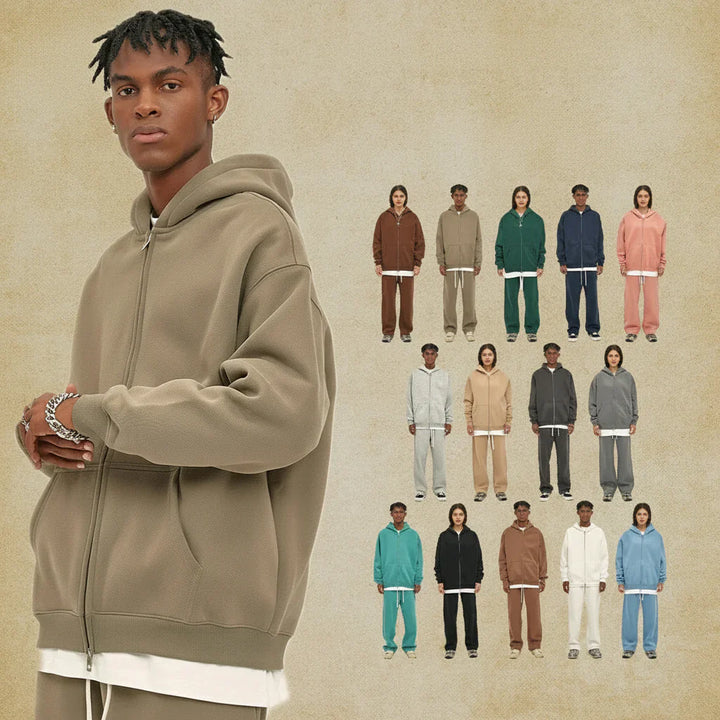 Unisex Fleece Zip-Up Hoodie Thick Warm - BritishMode