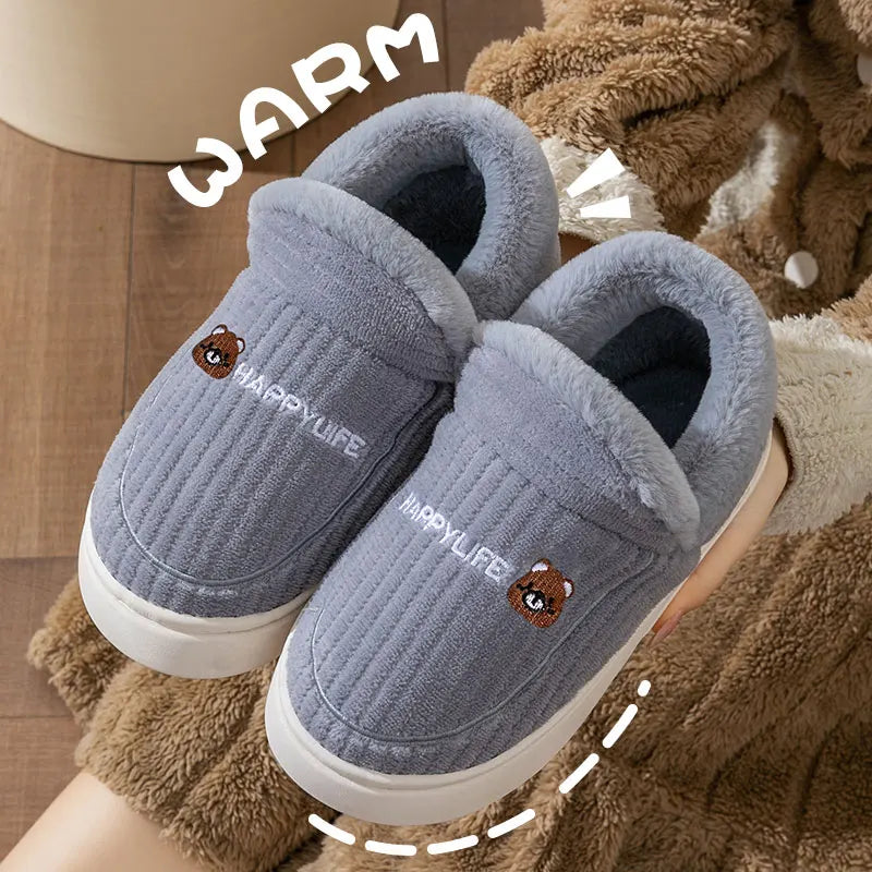 Womens Fleece Slippers Warm Non-Slip Cozy Fit - BritishMode