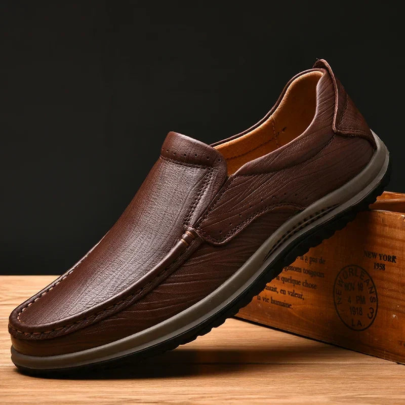 Mens Loafers Genuine Leather Slip-On - BritishMode