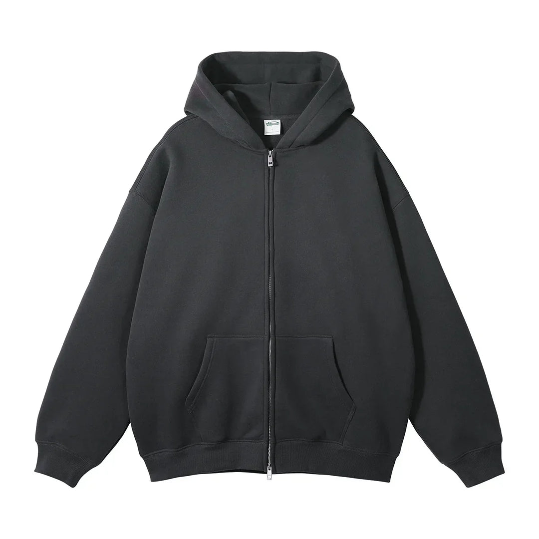 Unisex Fleece Zip-Up Hoodie Thick Warm