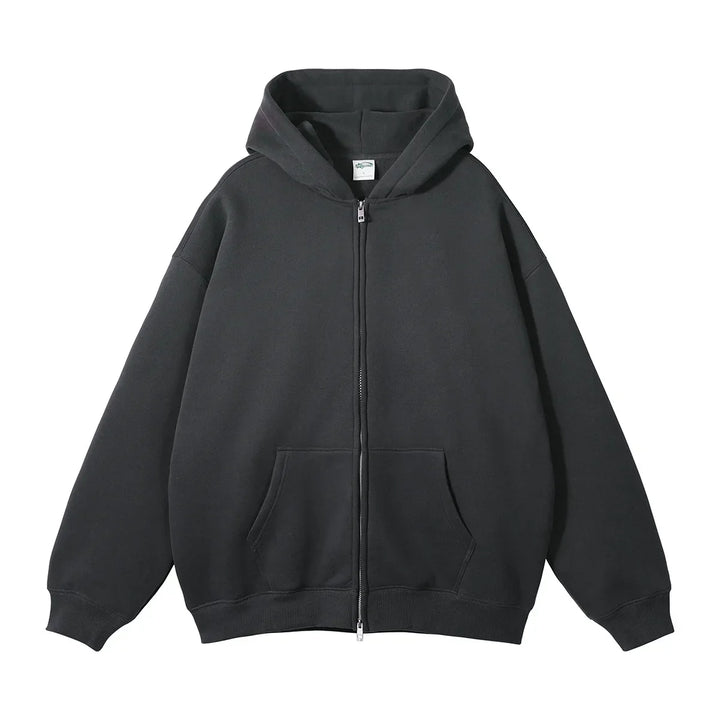 Unisex Fleece Zip-Up Hoodie Thick Warm