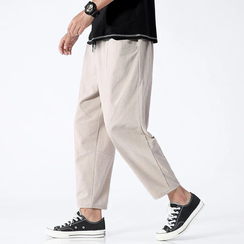 Mens Casual Pants with Elastic Waistband Comfortable Fit