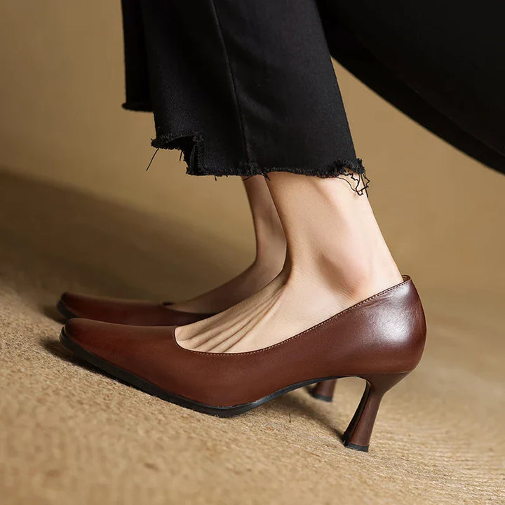 Womens Genuine Leather Heels Classic Fit