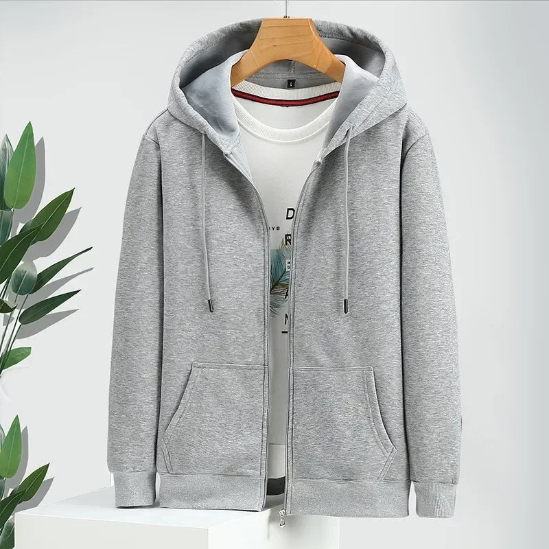 Mens Hooded Sweatshirt Zip-Up Relaxed Fit