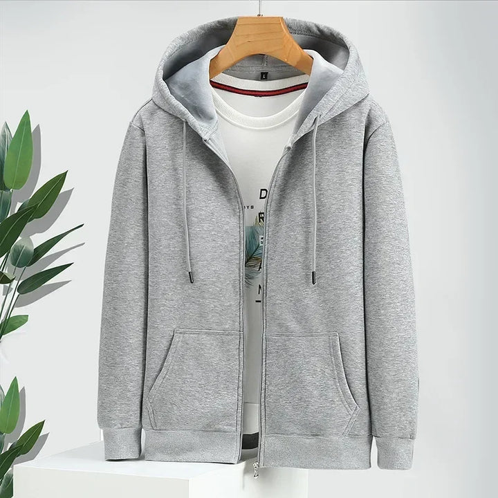 Mens Hooded Sweatshirt Zip-Up Relaxed Fit