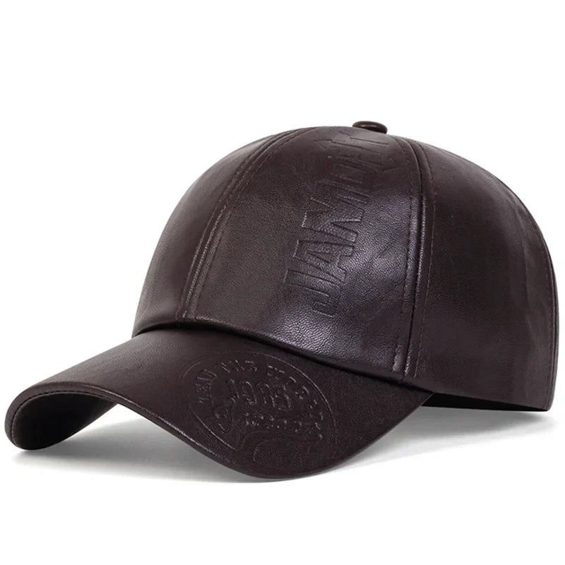 Unisex Leather Baseball Cap Adjustable Fit