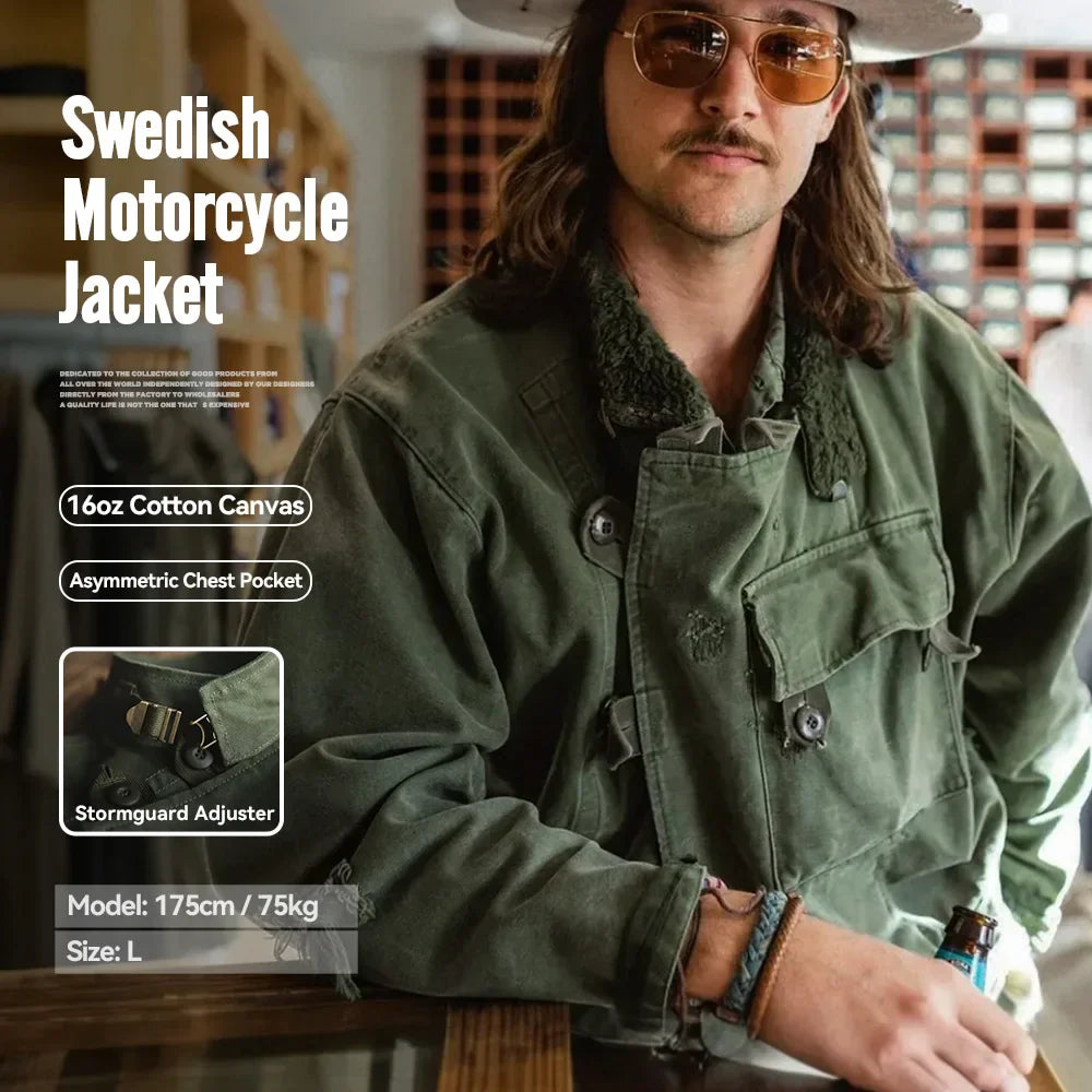 Mens Biker Jacket Water Resistant Rugged Fit - BritishMode