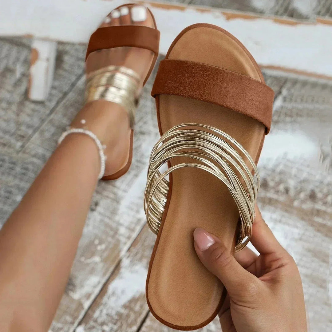Womens Flat Slip-On Sandals Comfortable Fit