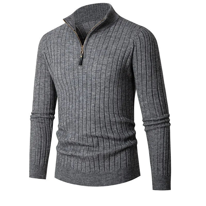 Mens Knit Sweater Quarter Zip Slim Fit