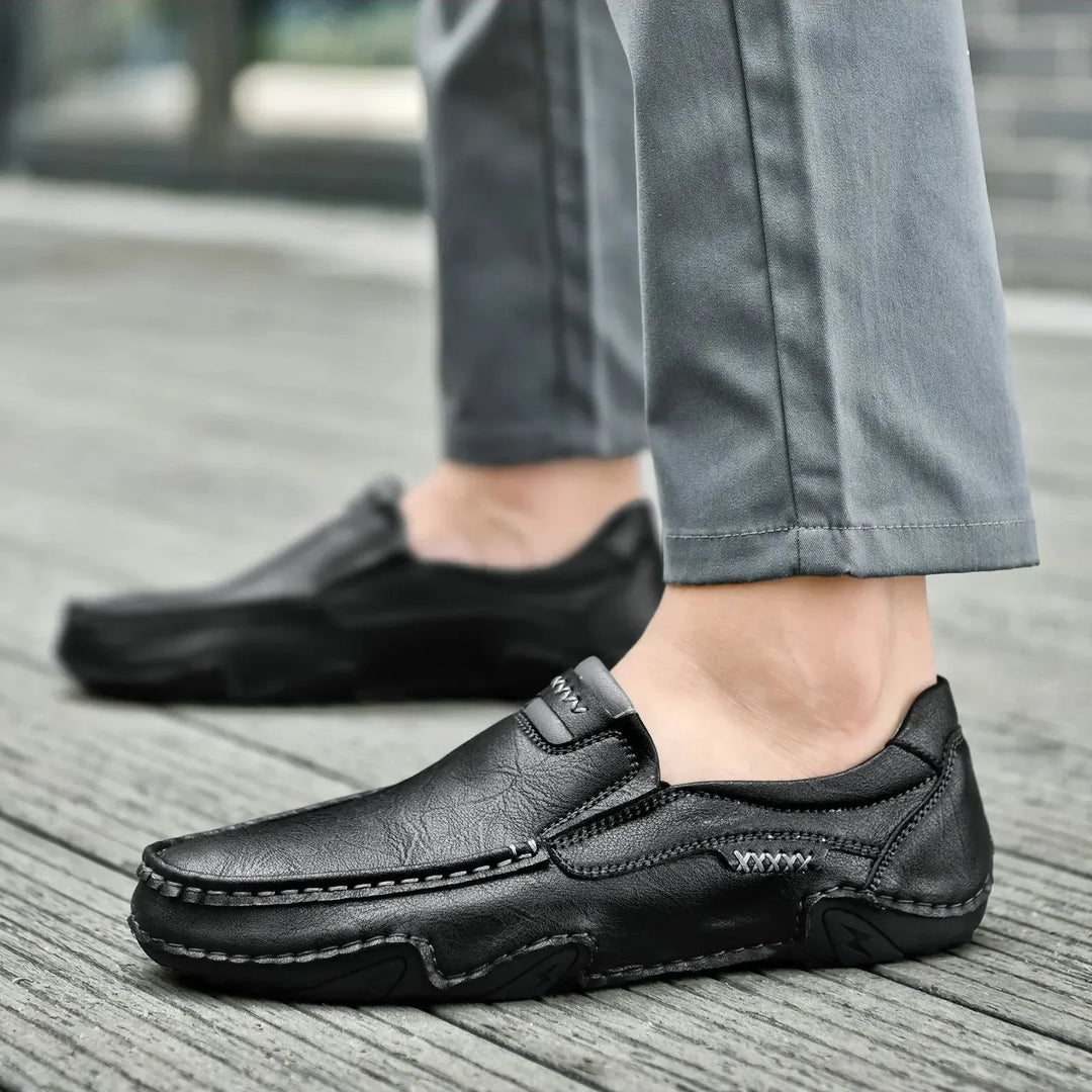 Mens Leather Loafers Slip-On Classic Fit
