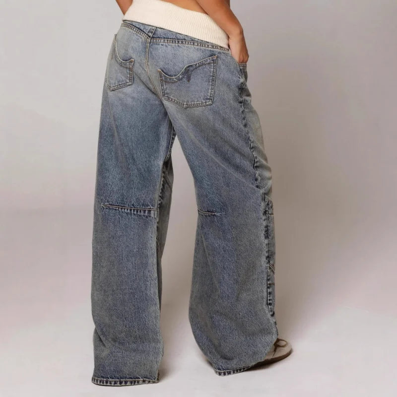 Unisex Wide Leg Denim Jeans Baggy Streetwear Fit
