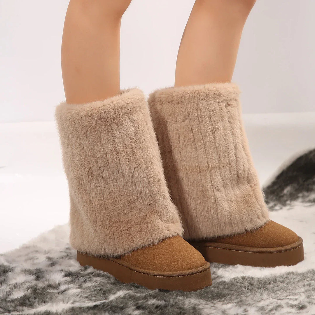 Womens Fur Boots Slip-On Style