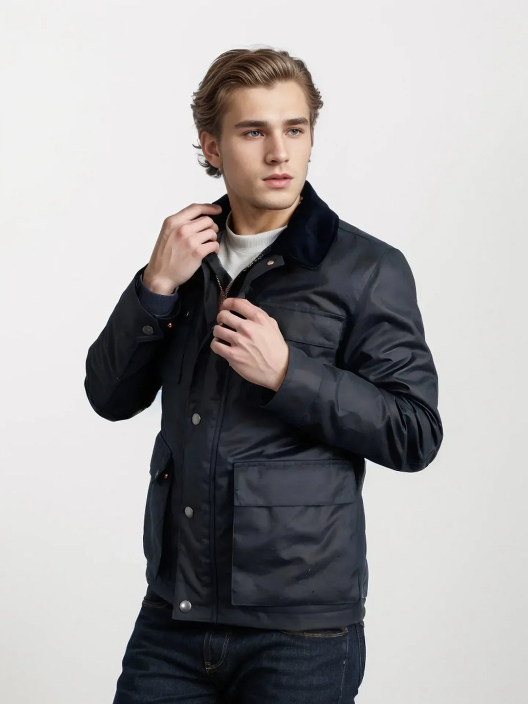 Mens Bomber Jacket Multi-Pocket Comfortable Fit