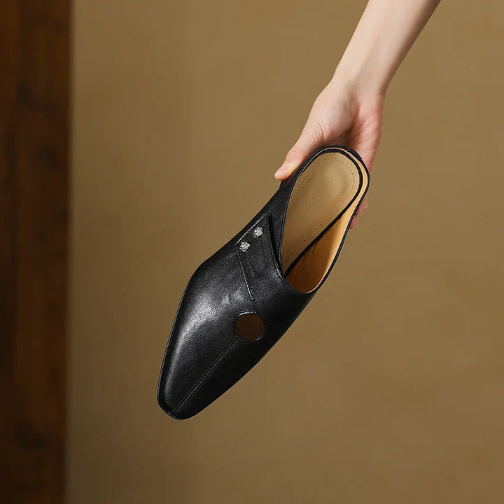 Womens Genuine Leather Mules Slip-On Style