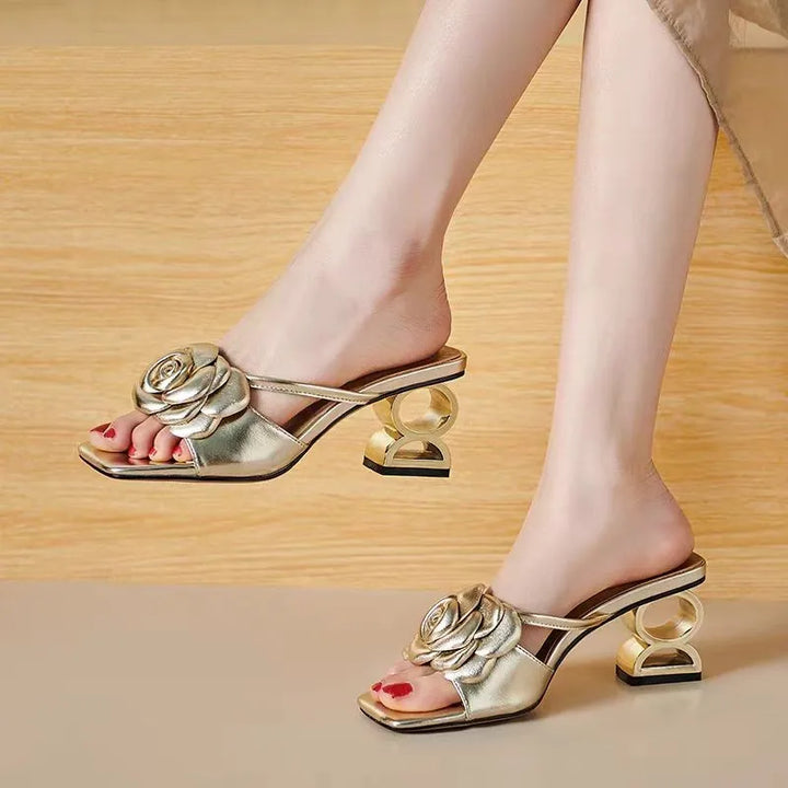 Womens Heels with Rosette Detail