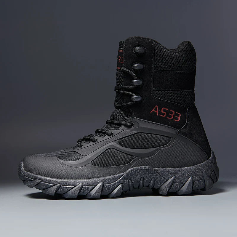 Mens Leather Work Boots Rugged Safety