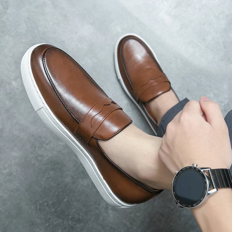 Mens Loafers Genuine Leather Slip-On