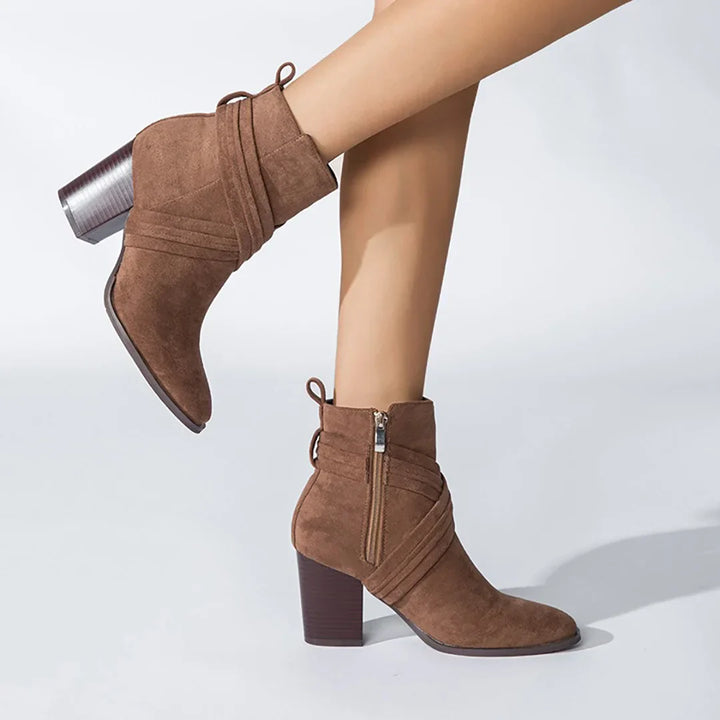 Womens Ankle Boots Leather Slip-On