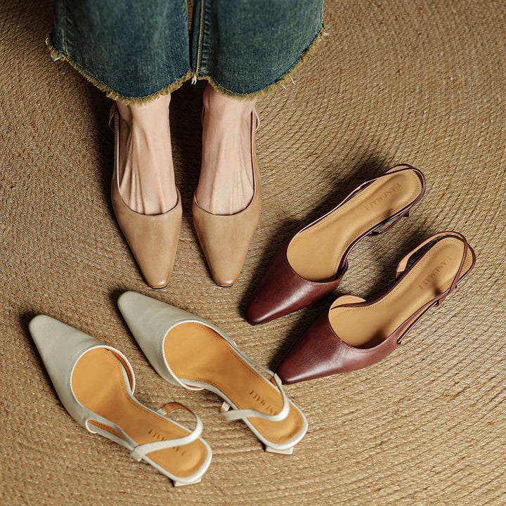Womens Slingback Shoes Genuine Leather Classic Fit