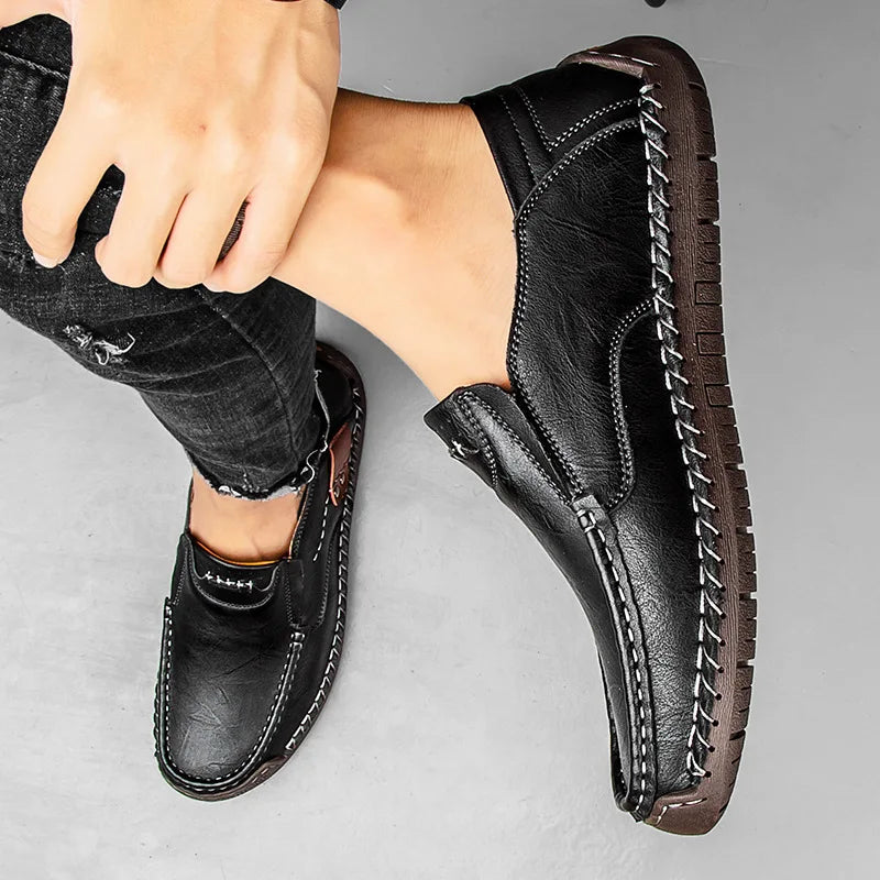 Mens Loafers Genuine Leather Slip-On
