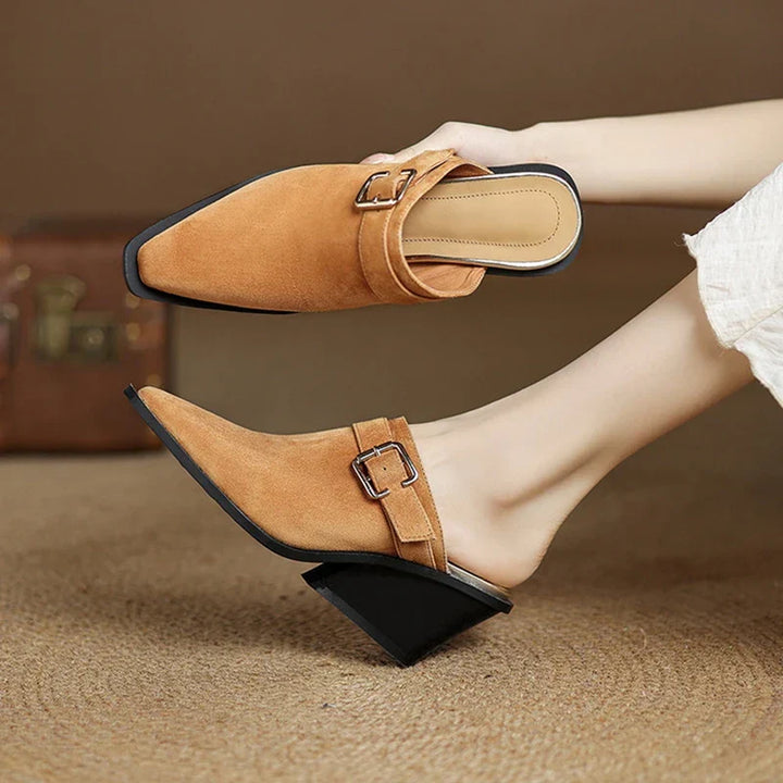 Womens Suede Mules Slip-On Style