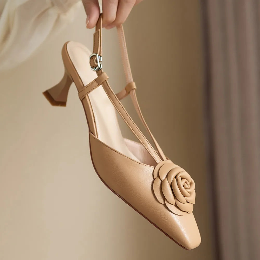 Womens Genuine Leather Slingback Shoes - BritishMode