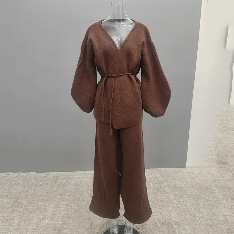 Womens Sweater and Trousers Set Cozy Fit