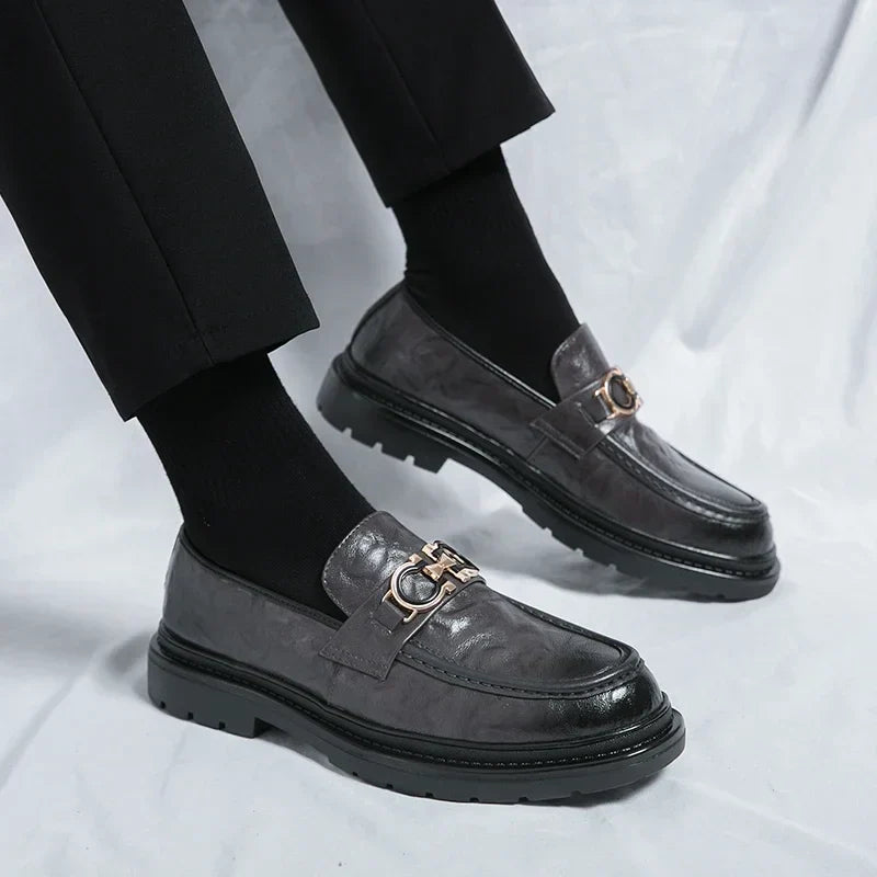 Mens Leather Loafers Slip-On Classic Fit