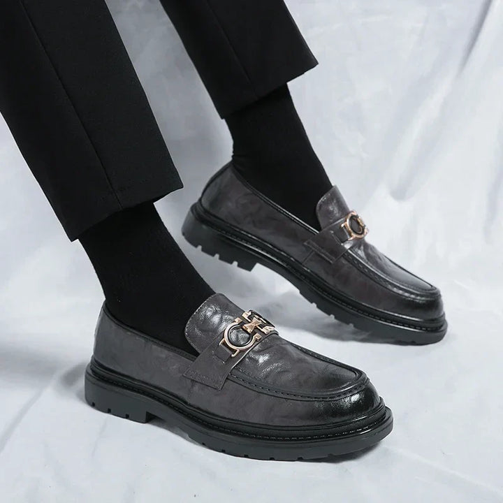 Mens Leather Loafers Slip-On Classic Fit