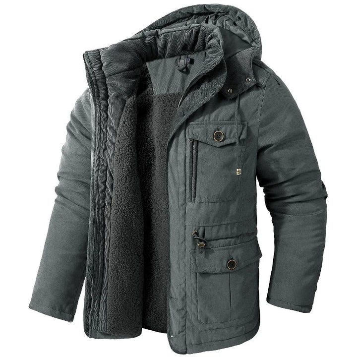 Mens Hooded Jacket Water-Repellent Warm Lining