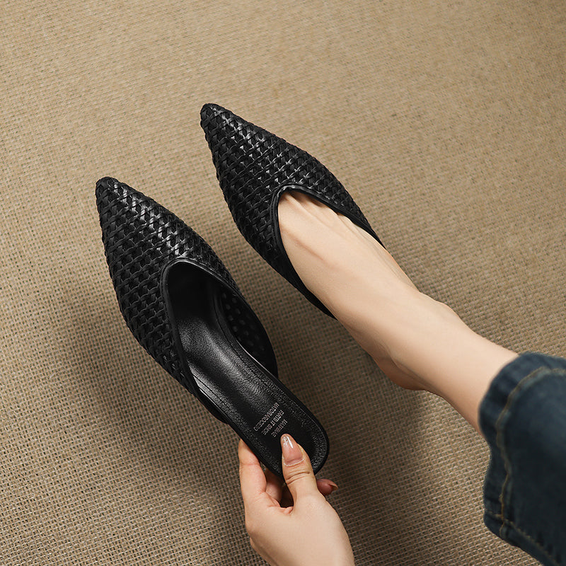 Womens Genuine Leather Mules Slip-On Style
