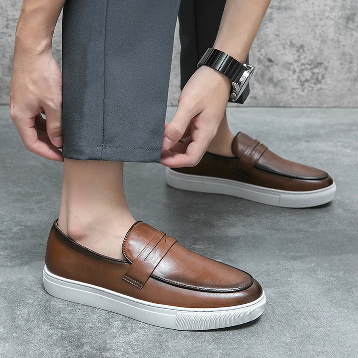 Mens Loafers Genuine Leather Slip-On