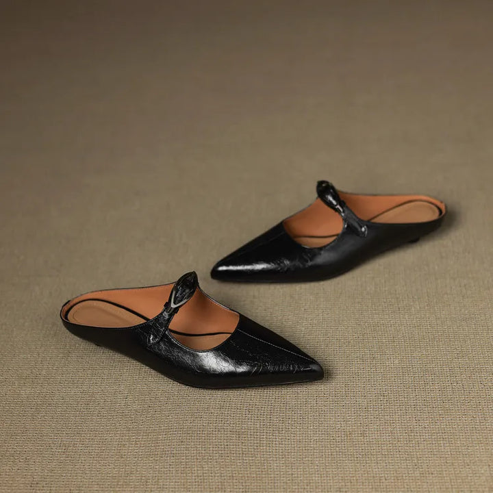 Womens Genuine Leather Mules Slip-On Style
