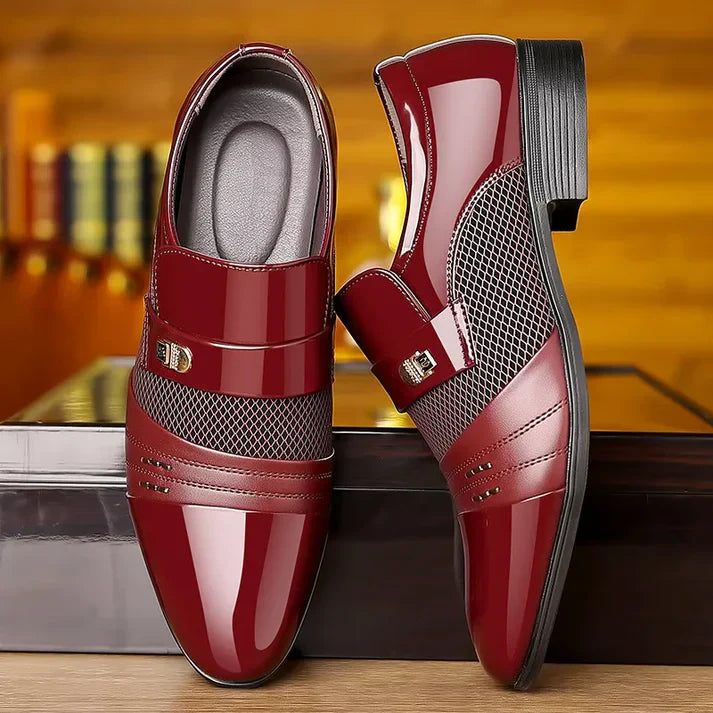Mens Slip-On Oxford Patent Leather Dress Shoes