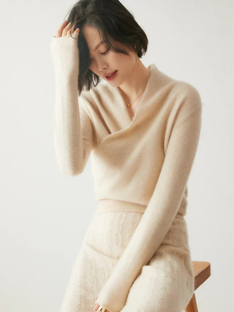 Womens Cashmere Wrap Sweater Soft Knit Crossover Style