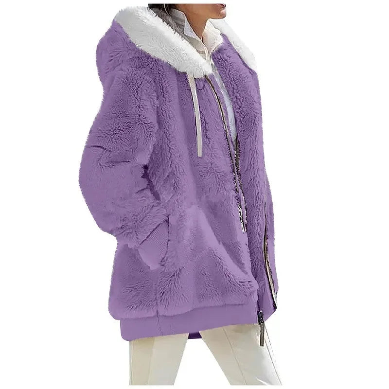 Womens Fleece Coat Zip-Up Cozy Fit - BritishMode