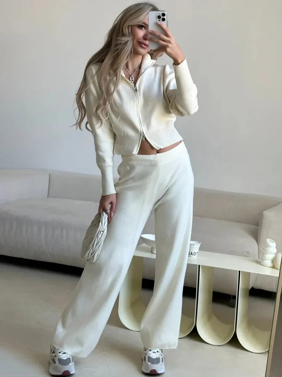Womens Sweater and Pants Set Cozy Knit Loose Fit - BritishMode