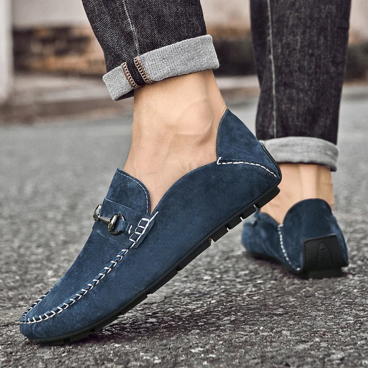Mens Loafers Genuine Suede Slip-On