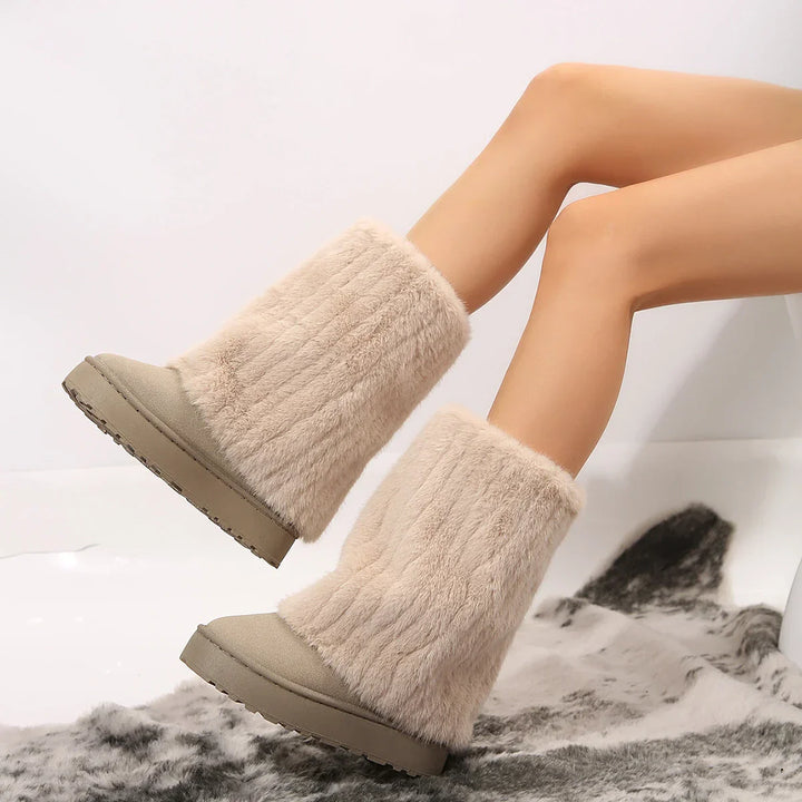 Womens Fur Boots Slip-On Style