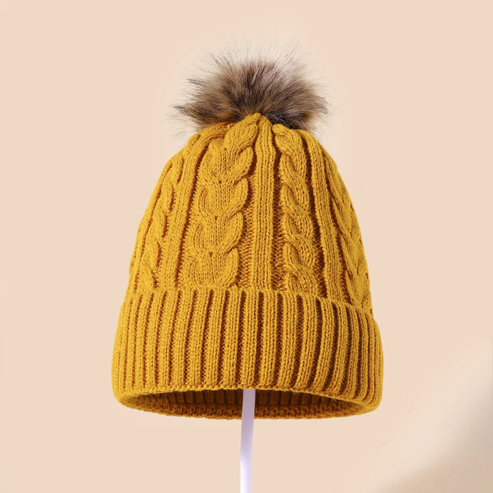 Womens Winter Beanie with Soft Pom Pom Knit