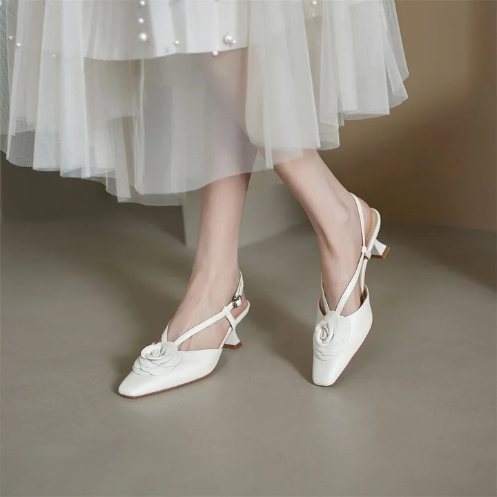 Womens Genuine Leather Slingback Shoes