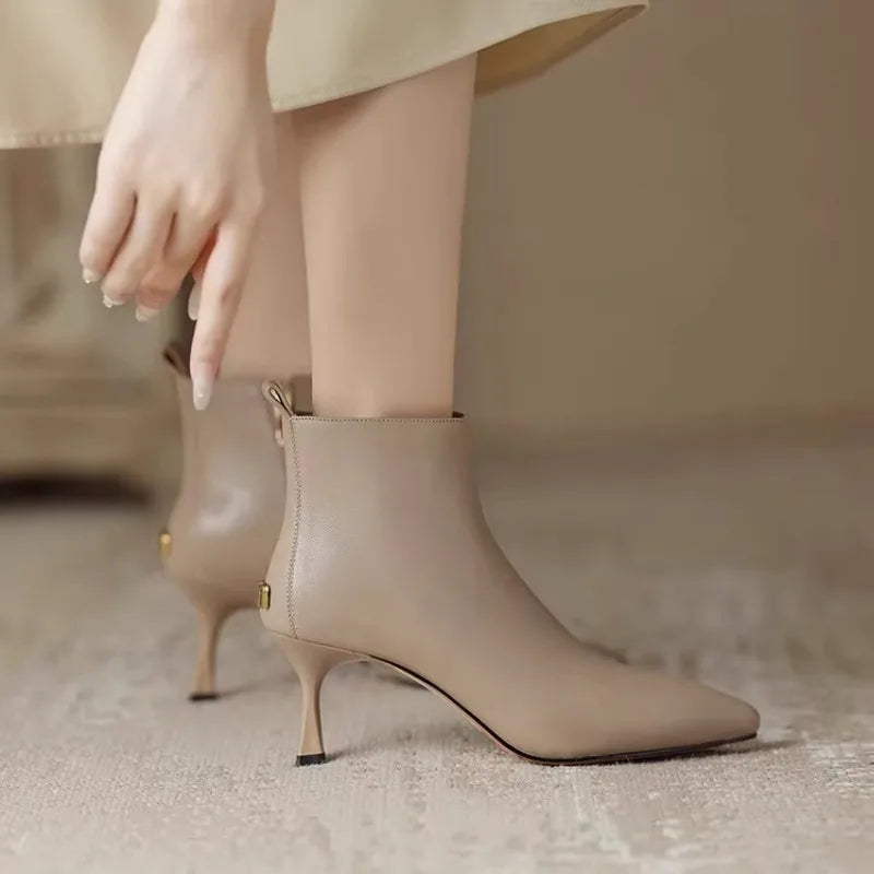 Womens Ankle Boots Suede Pointed Toe