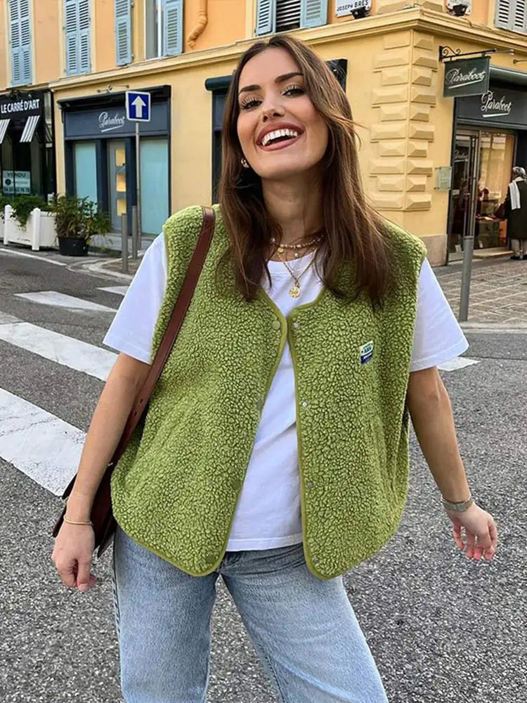 Womens Knit Vest Cardigan Sleeveless - BritishMode